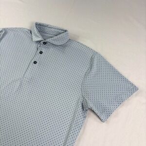 Mizzen Main Polo Shirt Mens M Blue Golf Polka Dot Phil Mickelson Performance